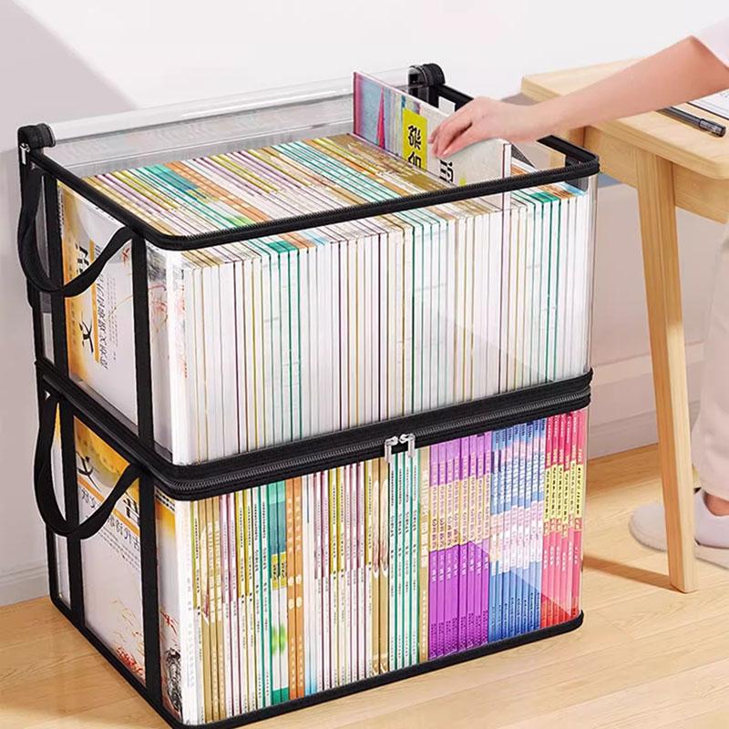 Dustproof Transparent Book Storage Bag Foldable Desktop Organizer for Students Home Classroom Old Books Container251