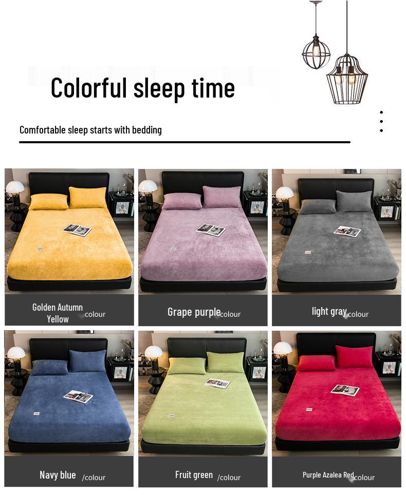 Winter Crystal Velvet Bedspread Set: Single-Piece Milk Velvet Fitted Sheet & Protective Cover for Dorm, Thickened Three-Piece.