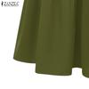 ZANZEA Women Casual Round Neck Loose Long Sleeve Long Dress