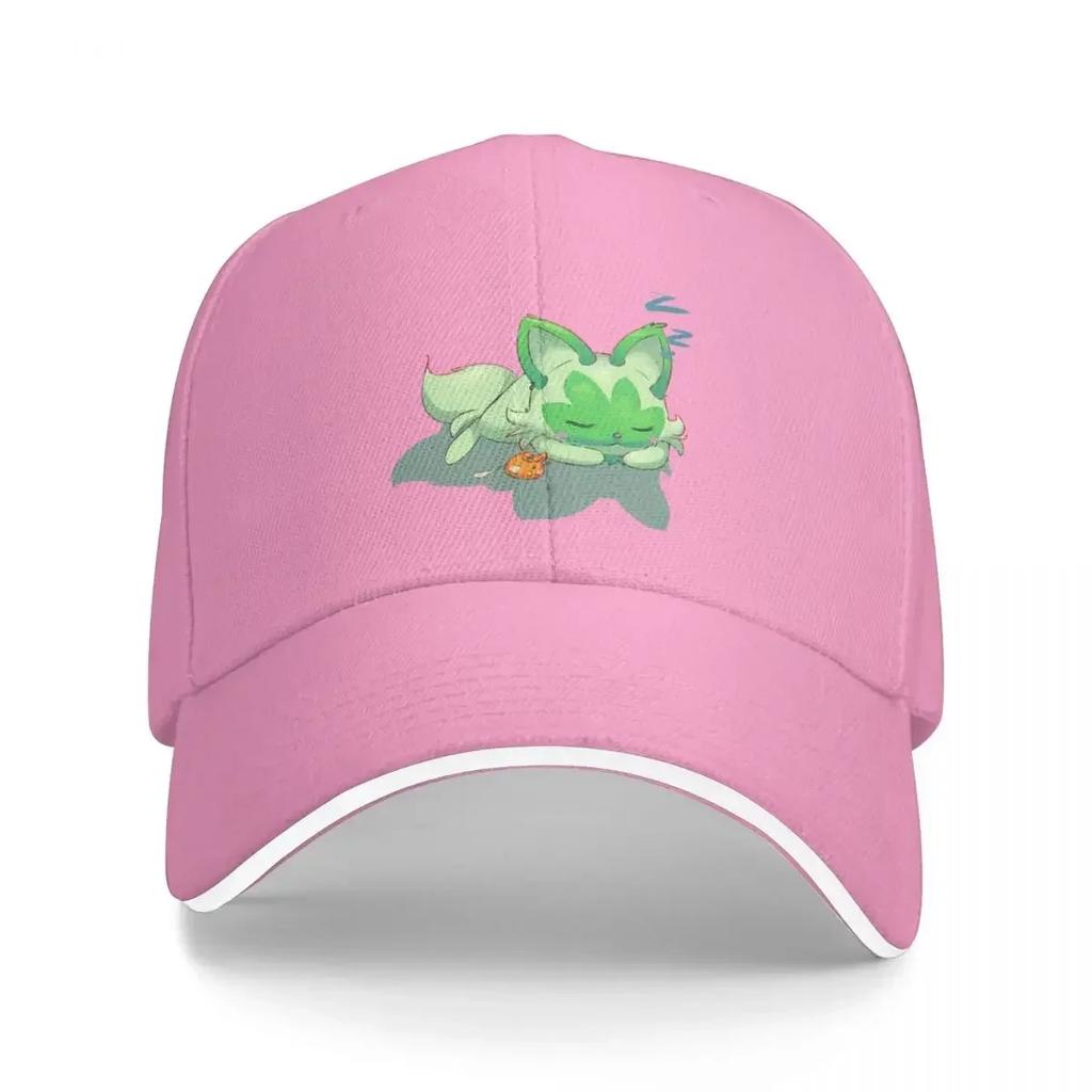 Sleepy Sprig Weed Cat with Mouse toy Baseball Cap Golf Wear Custom Cap Trucker Cap Women Caps Unisexs