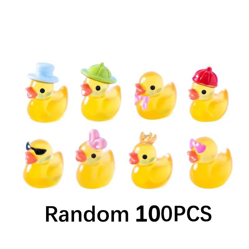 30/60/100PCS Luminous Mini Duck Micro Landscape Access Miniature Figurines Fairy Home Decoration Glow In the Dark Mixed Style