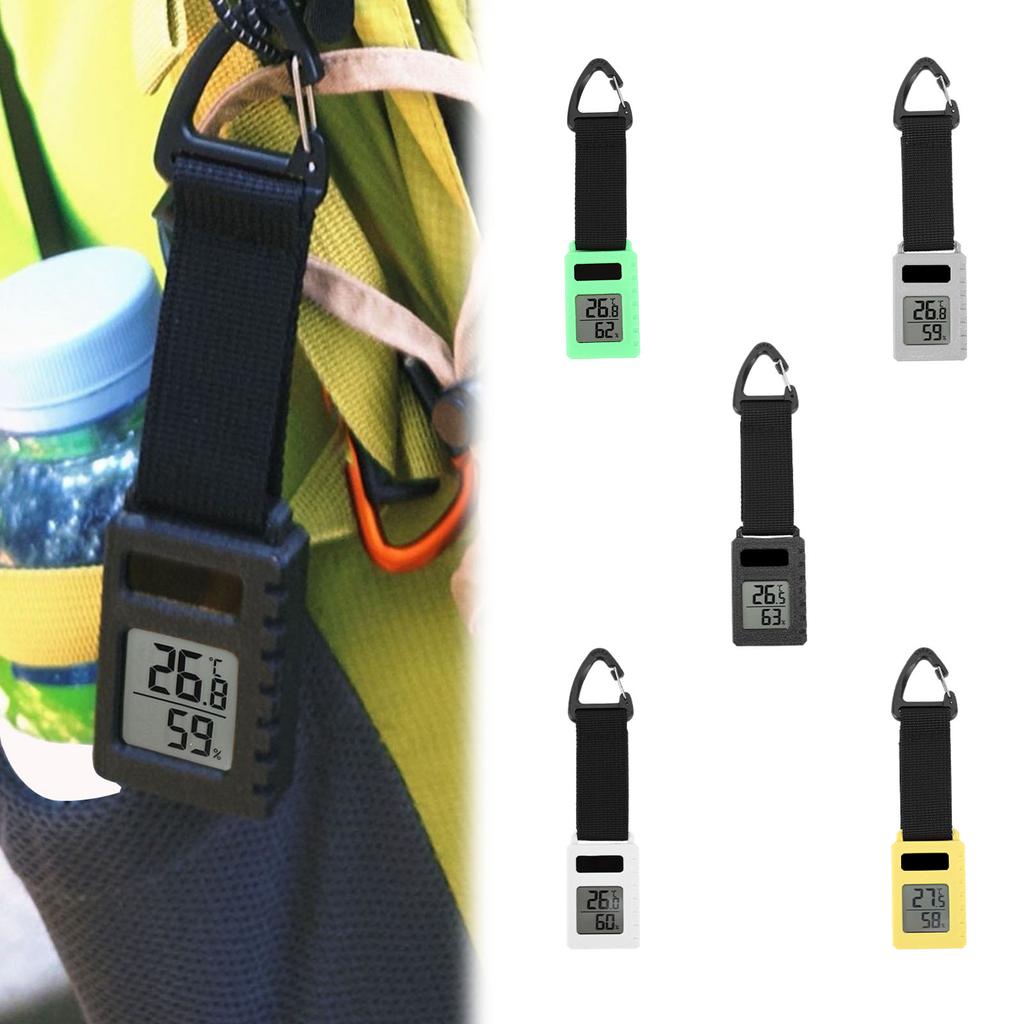 Backpacking Hiking Travel Thermometer with Carabiner Clip Temperature Humidity Meter Sensor Gauge for Camping Cellar Closet Home
