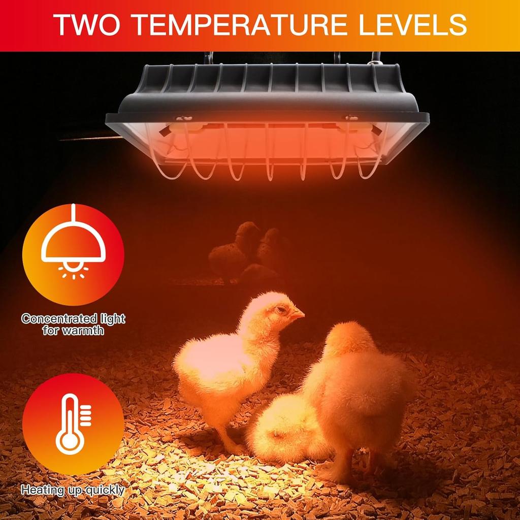 Chicken Coop Heat Lamp 250W Chicken Coop Heater Temperature Adjustable Chicken Brooder Heat Lamp Chicken Heaters for Chick Kitten Puppy Pets (250W-)