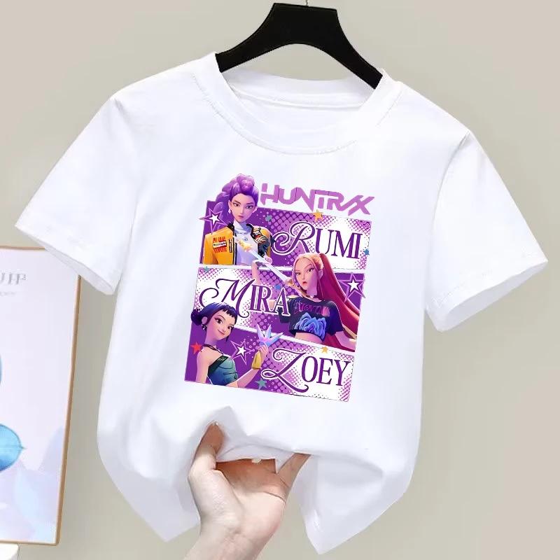 

Children s K-pop Demon Hunter Short-Sleeved T-shirt, Cartoon Print T-shirt, Boys and Girls Summer Casual T-shirt, Gift 110