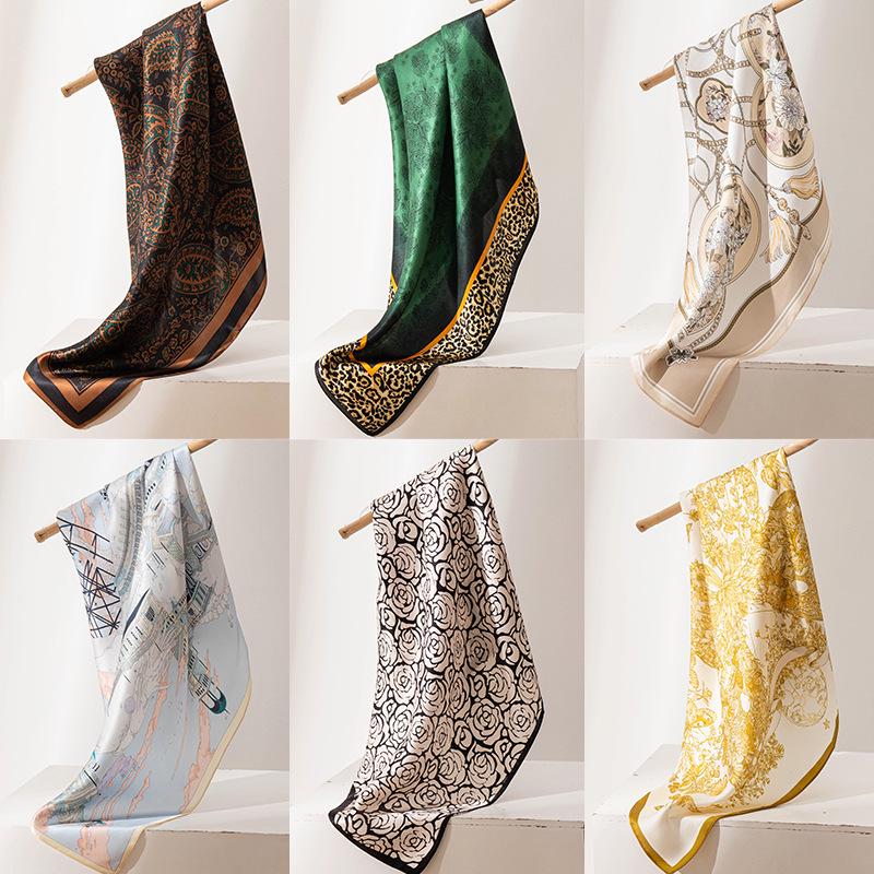 Camellia Print Mulberry Silk Square Scarf - Elegant Luxury Women's Accessory