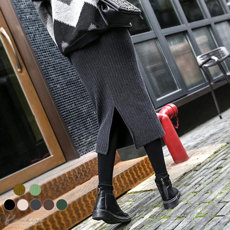 

Winter Ladies s Skirt Mid-length Slit Skirt High Quality Durable Construction Stylish Design Practical Function Practical Daily Use One size