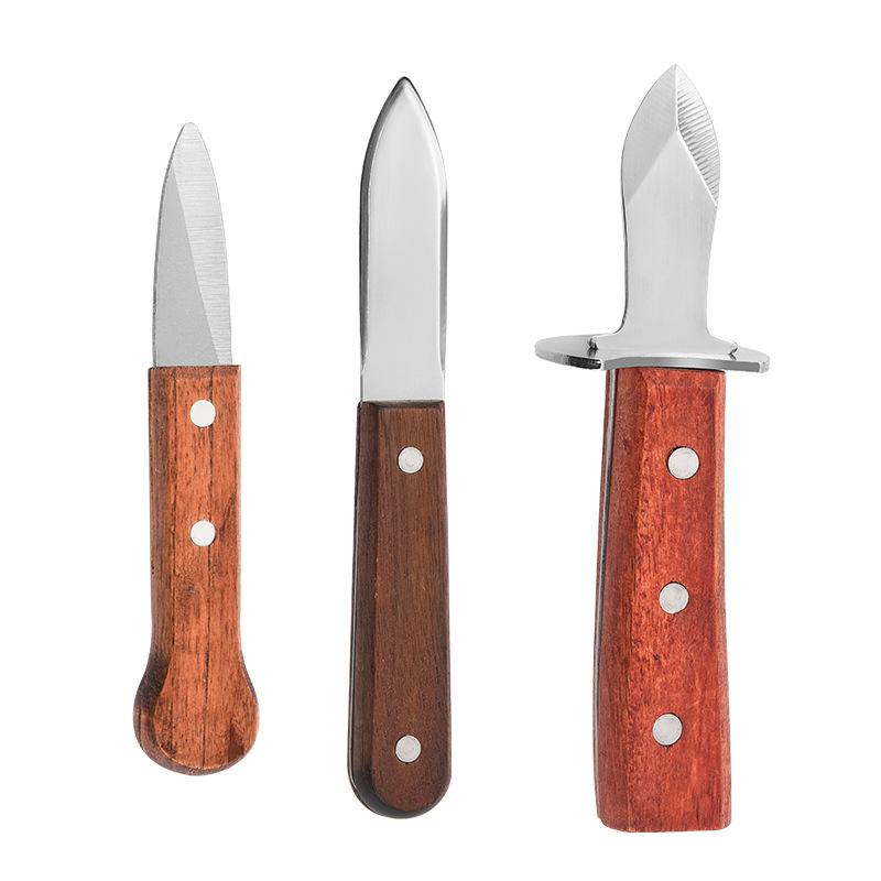 Aço inoxidável cabo de madeira lâmina cega facas de ostra vieira frutos do mar ferramentas faca de vieira frutos do mar abridor de frutos do mar
