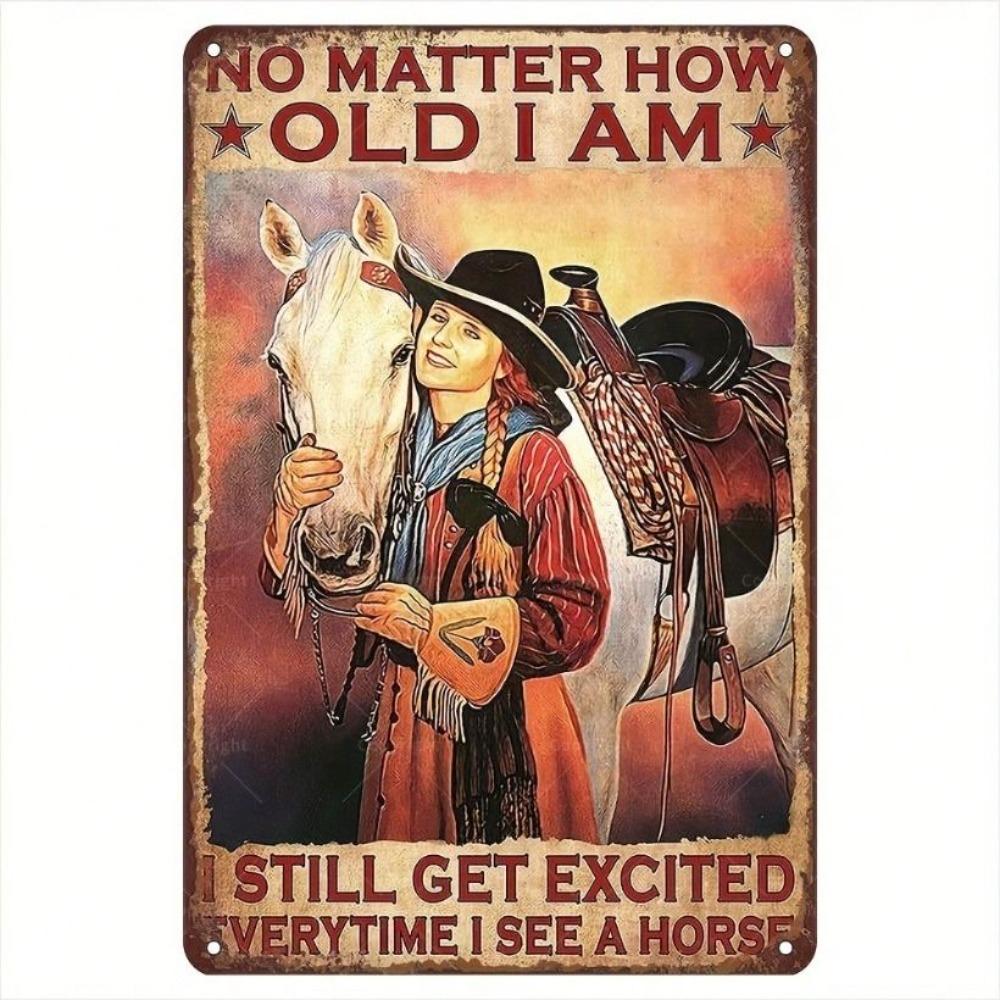 Vintage Horse Wall Art Metal Poster for Garage Stable