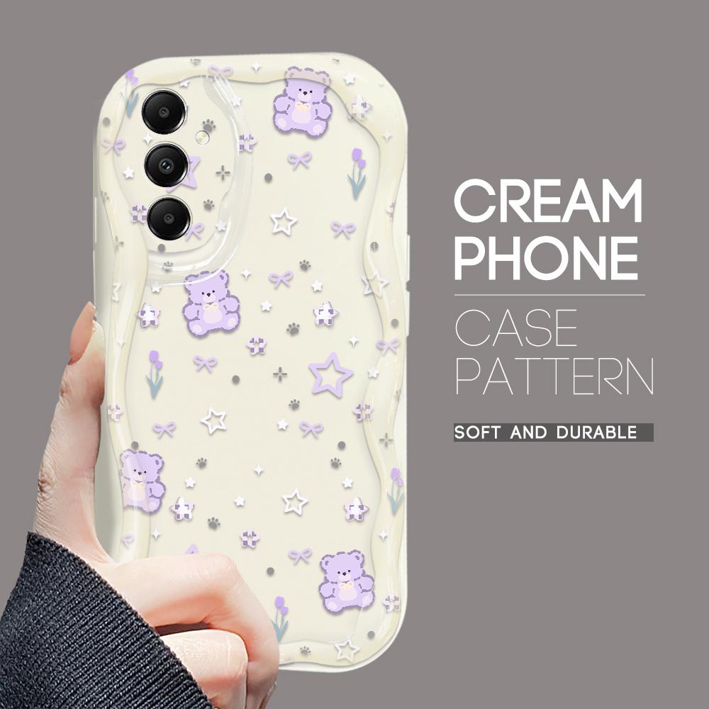 

Милый мультяшный узор, кремовая текстура, мягкий силиконовый чехол с волнистыми краями, чехол для телефона Samsung Samsung A52S 5G белый