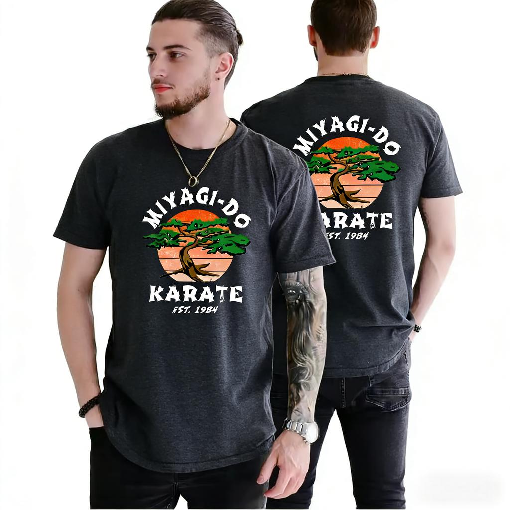 Classic Anime Tshirt for Men Cobra Kai Miyagi Do Summer Mens Fashionable and Comfortable Pullover Hip Hop Street Mens Clothing