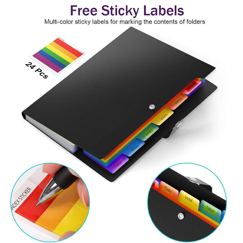 2pcs A4 Plastic Expanding Accordion Folders, Document Sorters, 7 Pockets with Snap Closures, Suitable for Home and Office.