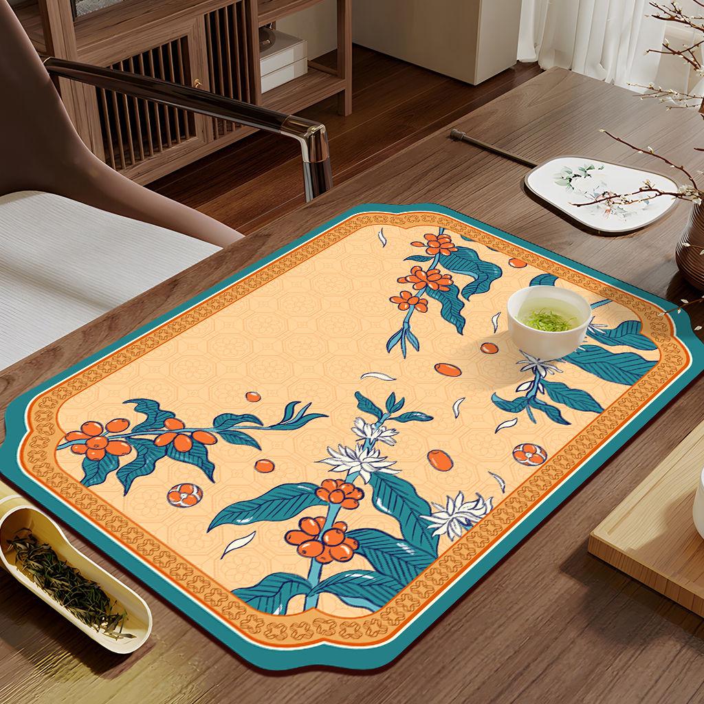 Rectangular Tea Mat Absorption and Quick Drying Tea Tray for Home Living Room Carpet Quick Drying Mat
