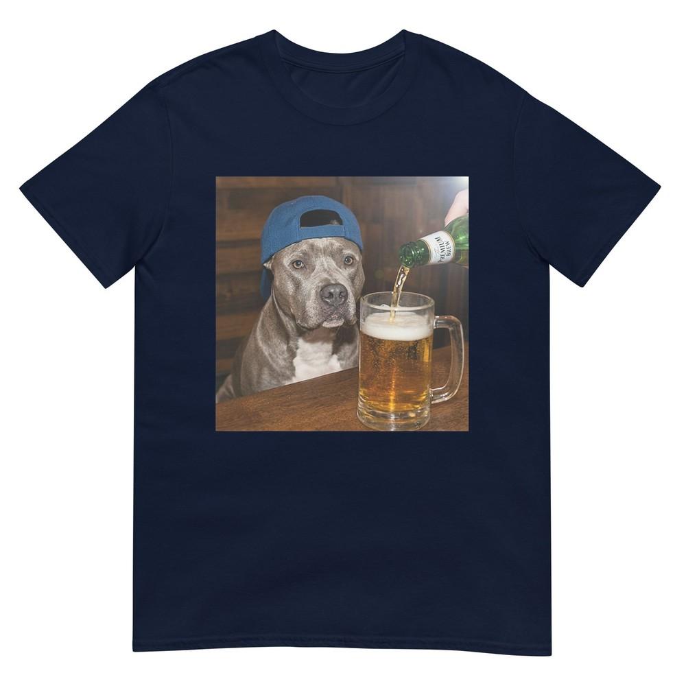 Pit Bull Drinking Beer Funny Dog Meme Tshirt S