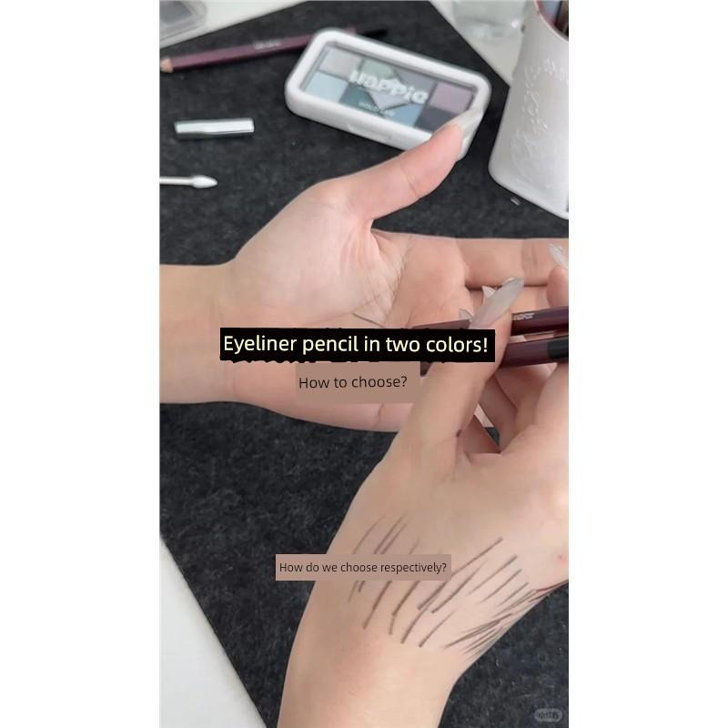 Eyeliner Pencil with a Hard Tip, Can Be Sharpened, Suitable for Beginners, Waterproof, Smudge-Proof, Black, Solid Wooden, Knife-Type, Non-Smudging