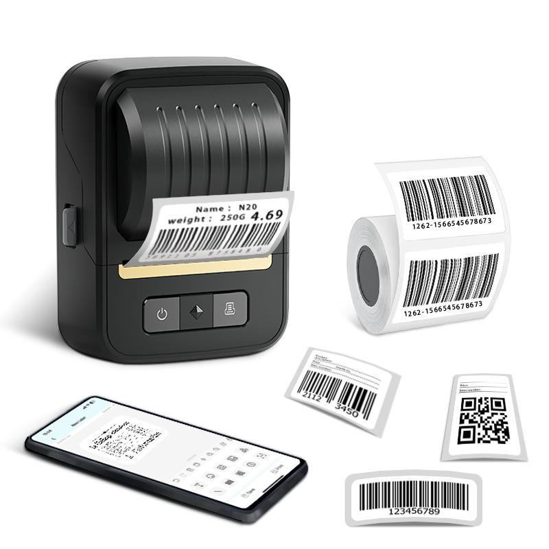 Portable thermal label printer, Bluetooth inkless barcode label printer black(40*30mm 230pcs)