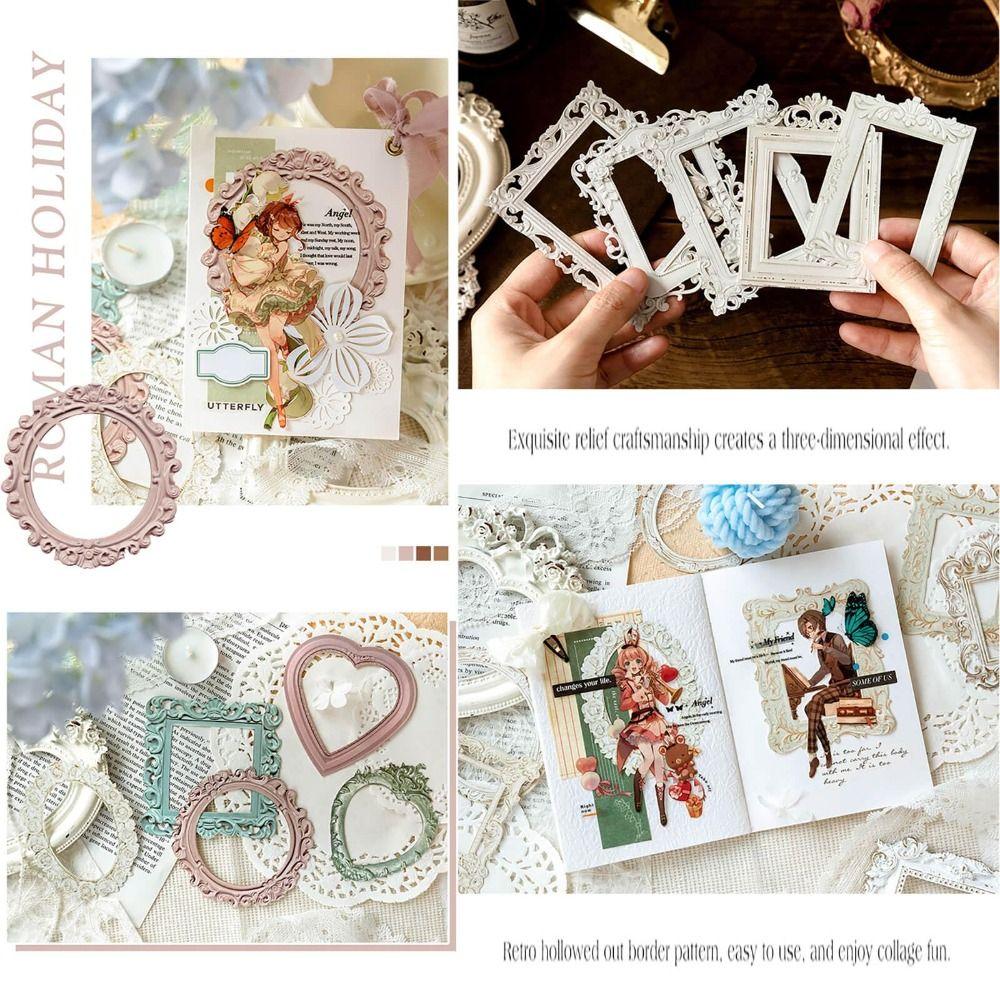 A Set Relievo Vintage Hollow Embossed Materials Frame Scrapbook Decoration Paper  DIY Crafts