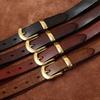 Women's Retro Rub Colored Distressed Pleated Washed Leather Belt Women's Genuine Leather Vegetable Tanning Leather Fashion Jeans Belt
