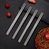 Stainless Steel Chopsticks Reusable Household Round Metal Chop Sticks Japanese Sushi Food Stick Kitchen Tableware Cutlery