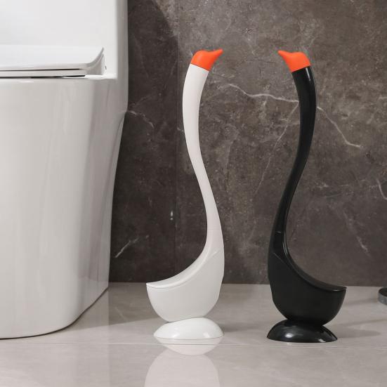 Toilet Brush Set with Ventilated Base Swan Shape Cleaning Brush for Powerful Scrubbing Bathroom Scrubber