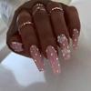 Long Ballet Pink Tender Diamond Crystal Butterfly Nail Art Diamond Wear Nail Piece Fairy Girl Fake Nail Nails