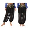 Women's Belly Dance Harem Pants Shiny Sequin Tassel Trouser Arabic Performance Loose Pants