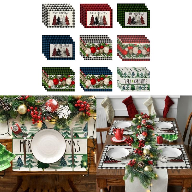 4Pieces Stylish Christmas Table Decor Placemats Table Mats for Holiday Dining Placemat Washable