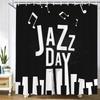 Music Notes Piano Pattern Shower Curtain Waterproof Cloth Bathroom Curtain with Hooks Bath Partition Curtain Home Decor Curtain