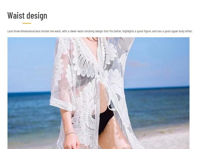 Plus Size Lace Cardigan Bikini Cover-Up - Extra Long, Lightweight Mesh