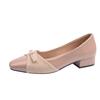 Gentle bow thick heel single shoes women's new square head color matching grandma ladyshoes