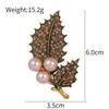 Retro Leaf Pearl Brooch Pin With Embedded Diamonds Elegant Fashionable Jewelry Accessory Pin Brooch