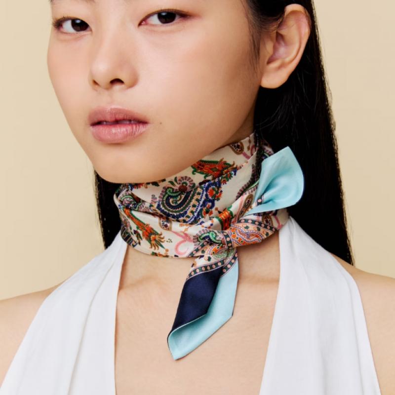 Daks Navy Silk Twilly Scarf Paisley Dcsc6e552n2