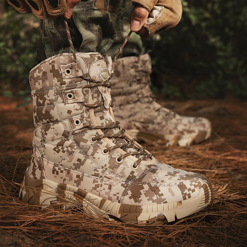 Fashion Men Boots Camouflage Shoes High Top Hiking Durable Anti-Slip Outdoor Climbing Trekking shoes