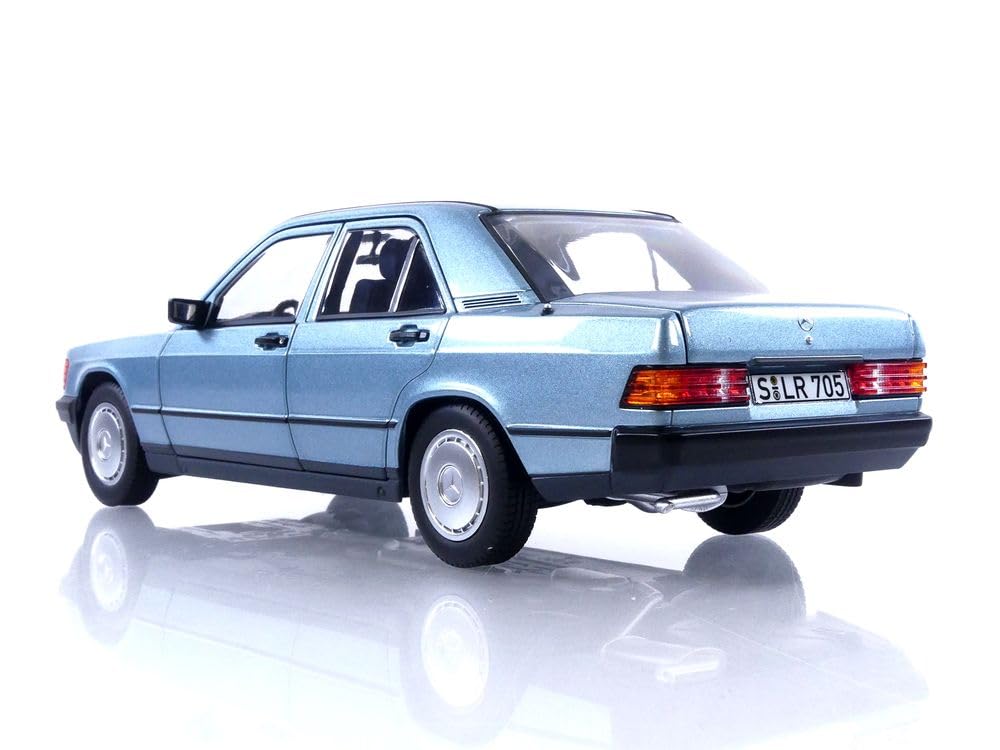 Norev Scale 190E 1984 Light Blue Metallic Diecast Model Car 1/18 Mercedes-Benz (W201) (183828)