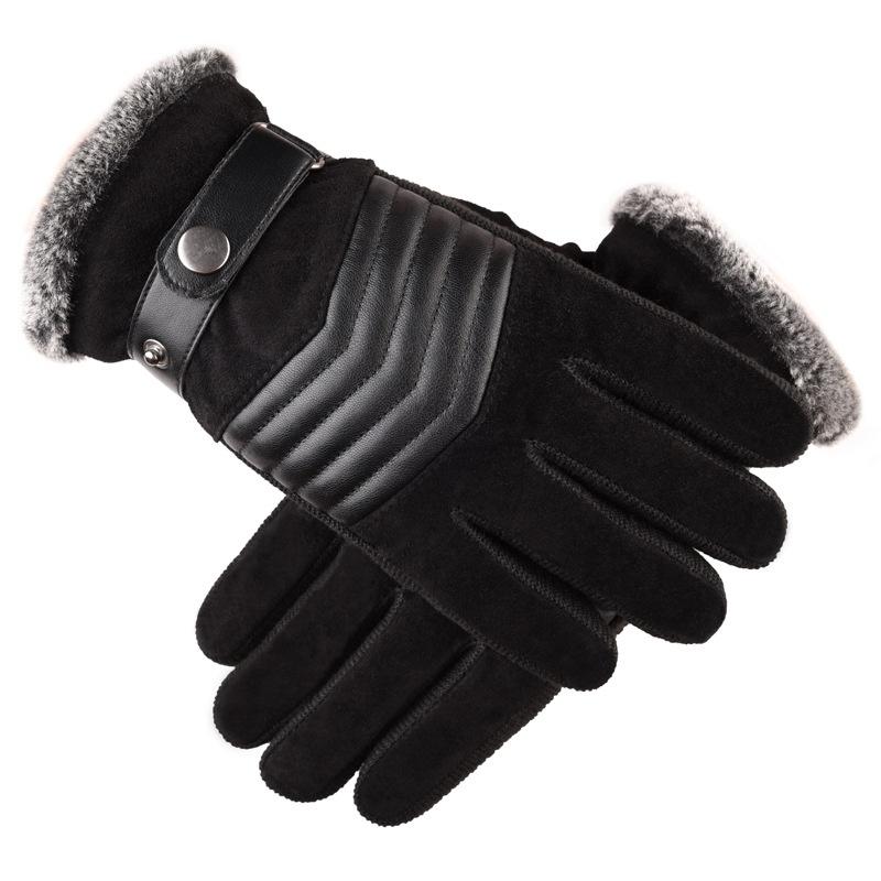 Mens Leather Genuine Gloves Russia Winter Gloves Warm Thick Driving Skiing Men's Gloves