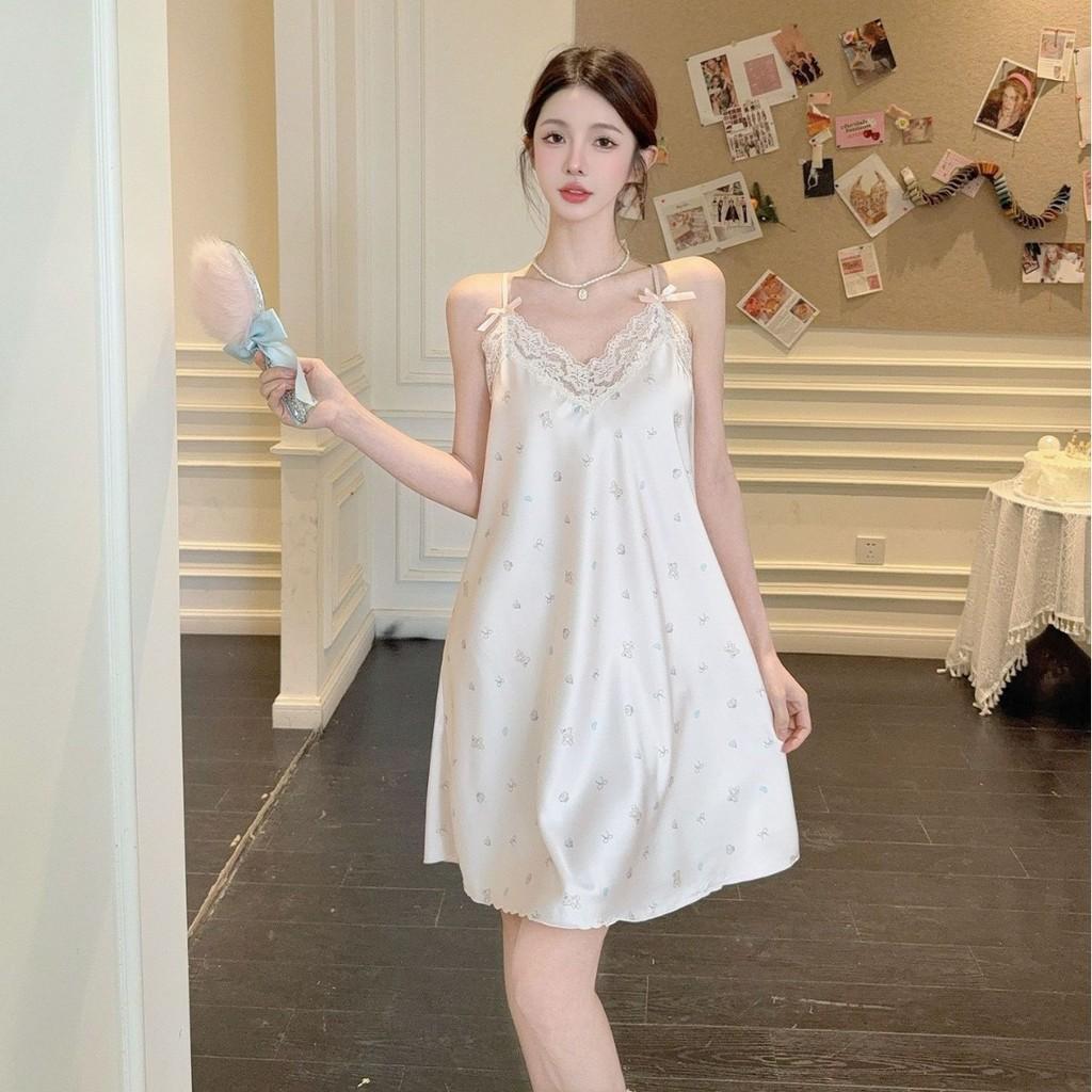 Ice Silk Sleeveless Short Dress For Women With Breathable Comfort For Home Use