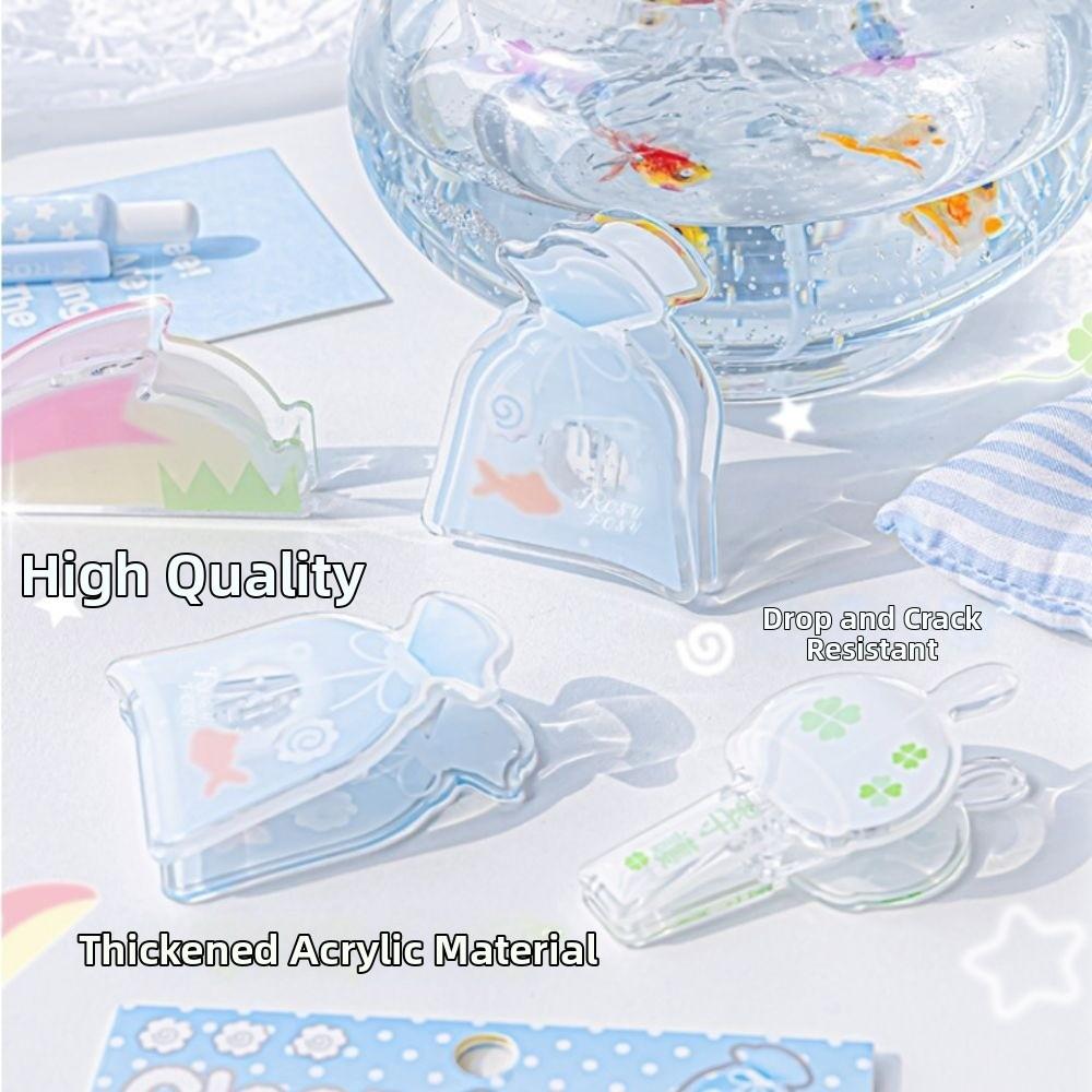 Kawaii Double-Sided Acrylic Paper Clips Strawberry & Dessert Page Holders Journal Clips Portable Acrylic Clips