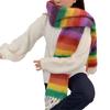 Adult Women Warm Scarf Thicken Rainbow Long Scarf Soft CashmereFeel Shawl Scarf