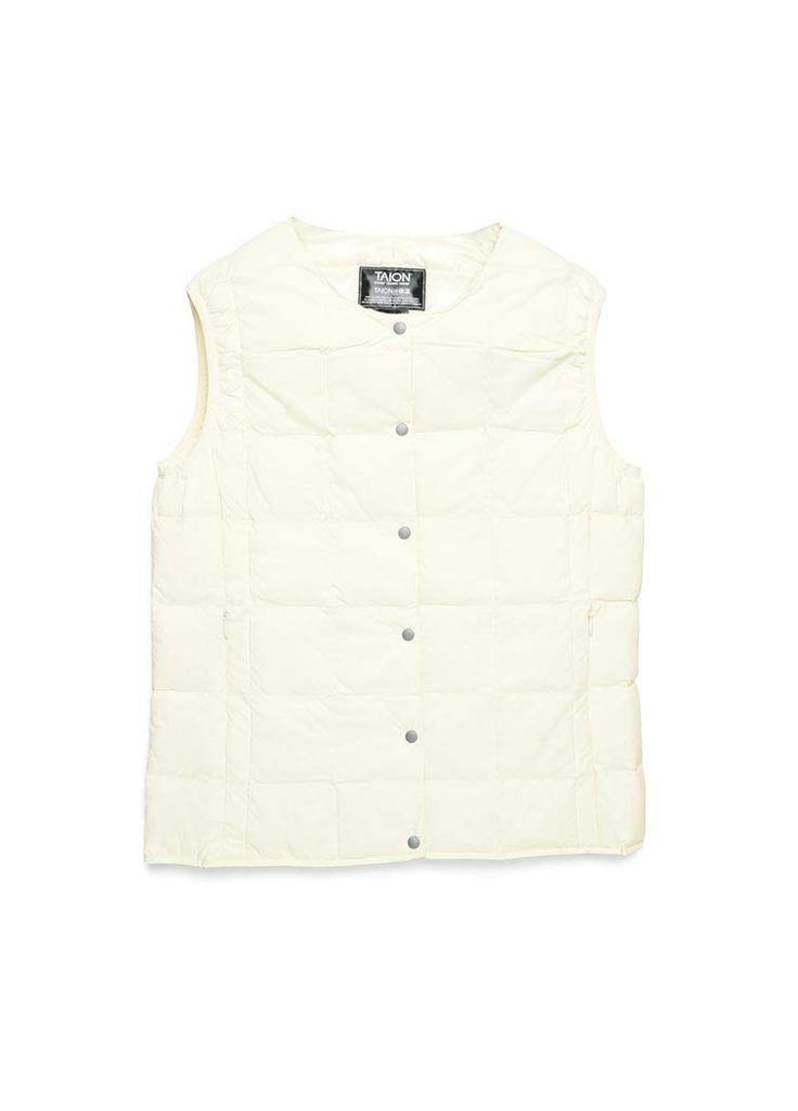 Inner Down Crew Neck Button Inner Down Vest [TAION Official] Women's (TAION-W004) (Navy, L)