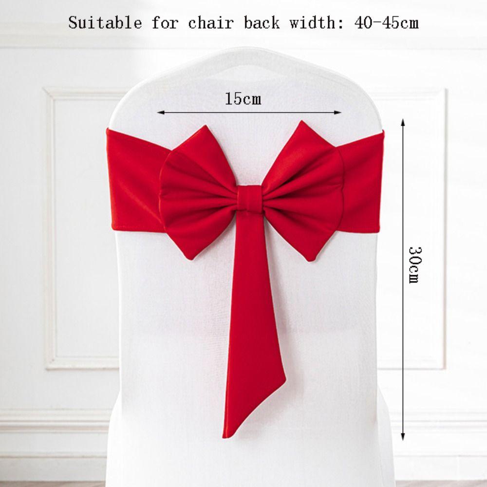 Spandex Chair Sash Ready Made Satin Ribbon Bows Chair Bands  Wedding Banquet Events Decoration
