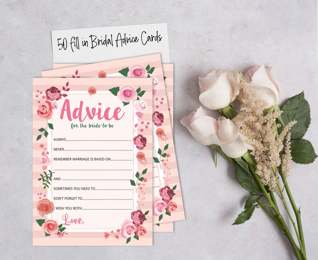 Inkdotpot Bridal Shower Games Advice For The Bride Set Of 50A FloralA Mad Libs Game