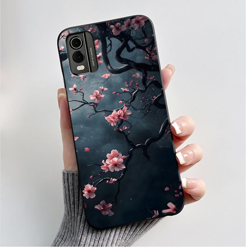 

For Nokia C32 C22 4G 2023 Case Black Soft Silicone TPU Luxury Fashion Flower Butterfly Phone Casing For Nokia C32 C22 Back Cover Nokia C32