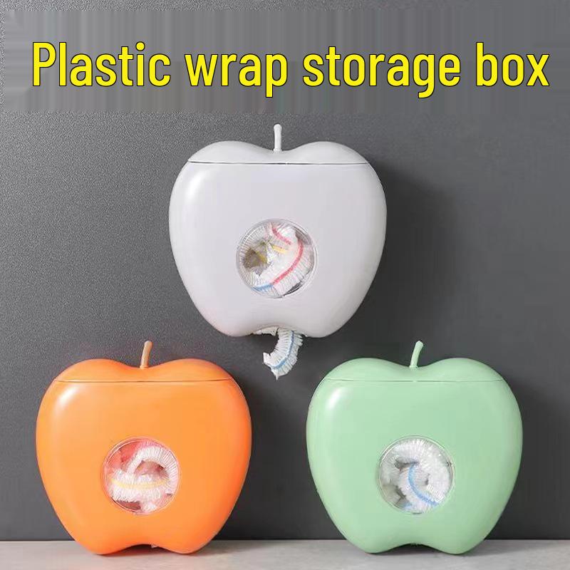 Apple-Shaped Wall-Mounted Kitchen Storage Box for Cling Film and Bags