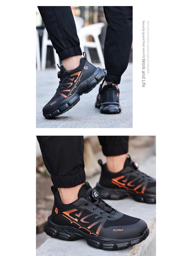 Grenzüberschreitende Drehknopf-Leichtbau-Sicherheitsschuhe - Atmungsaktive, schnürsenkellose Arbeitsschuhe für Männer und Frauen