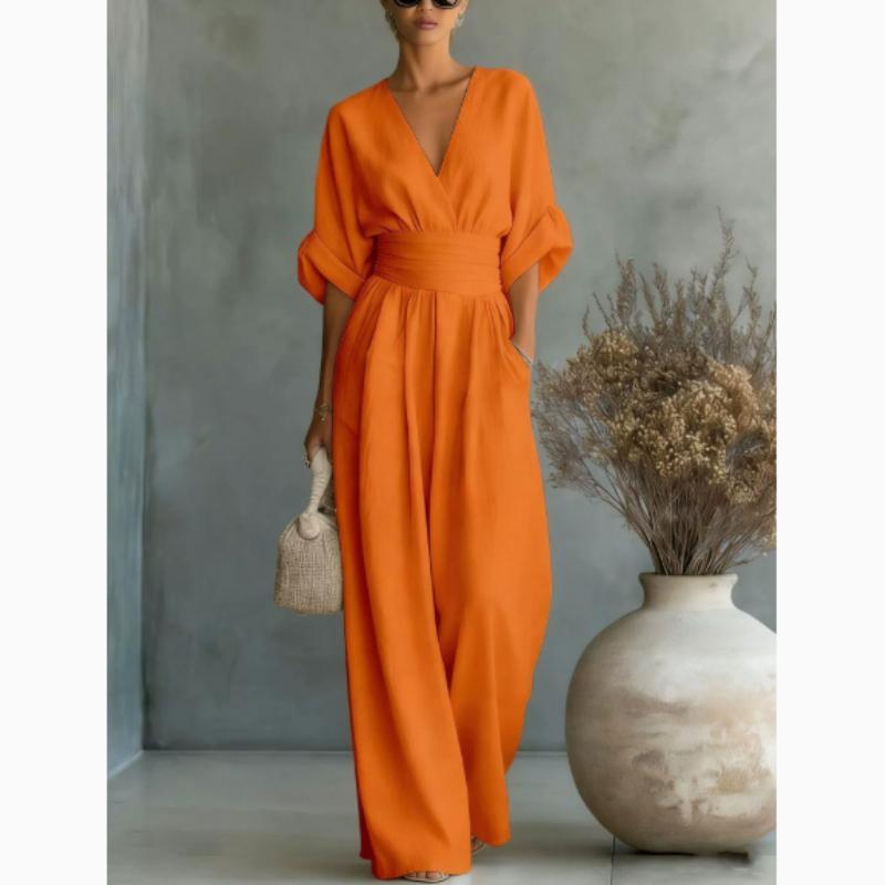 Novo Macacão Elegante com Decote em V para Mulheres com Cintura Marcada para a Primavera/Verão, Oferecido em Várias Cores