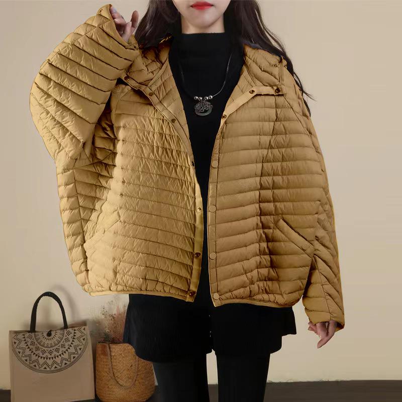 Thin and Light Hooded Down Jacket Retro Literary Year Autumn and Winter New Design Sense Foreign Style Small Short Coat