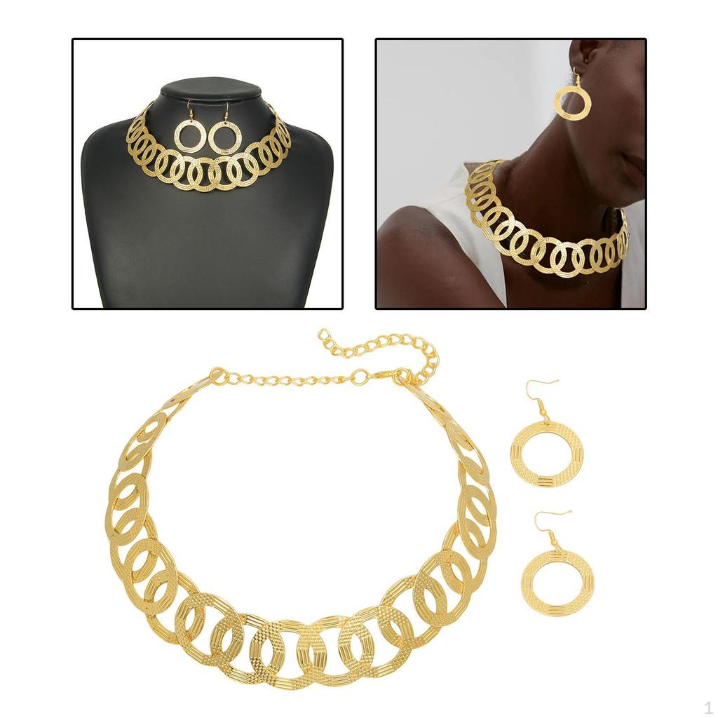 Exaggerated Choker Earrings Set Gift Vintage Adjustable Jewelry for Birthday