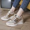 New trendy large size wedge heel mesh sneakers women's cross lace-up casual single shoes women