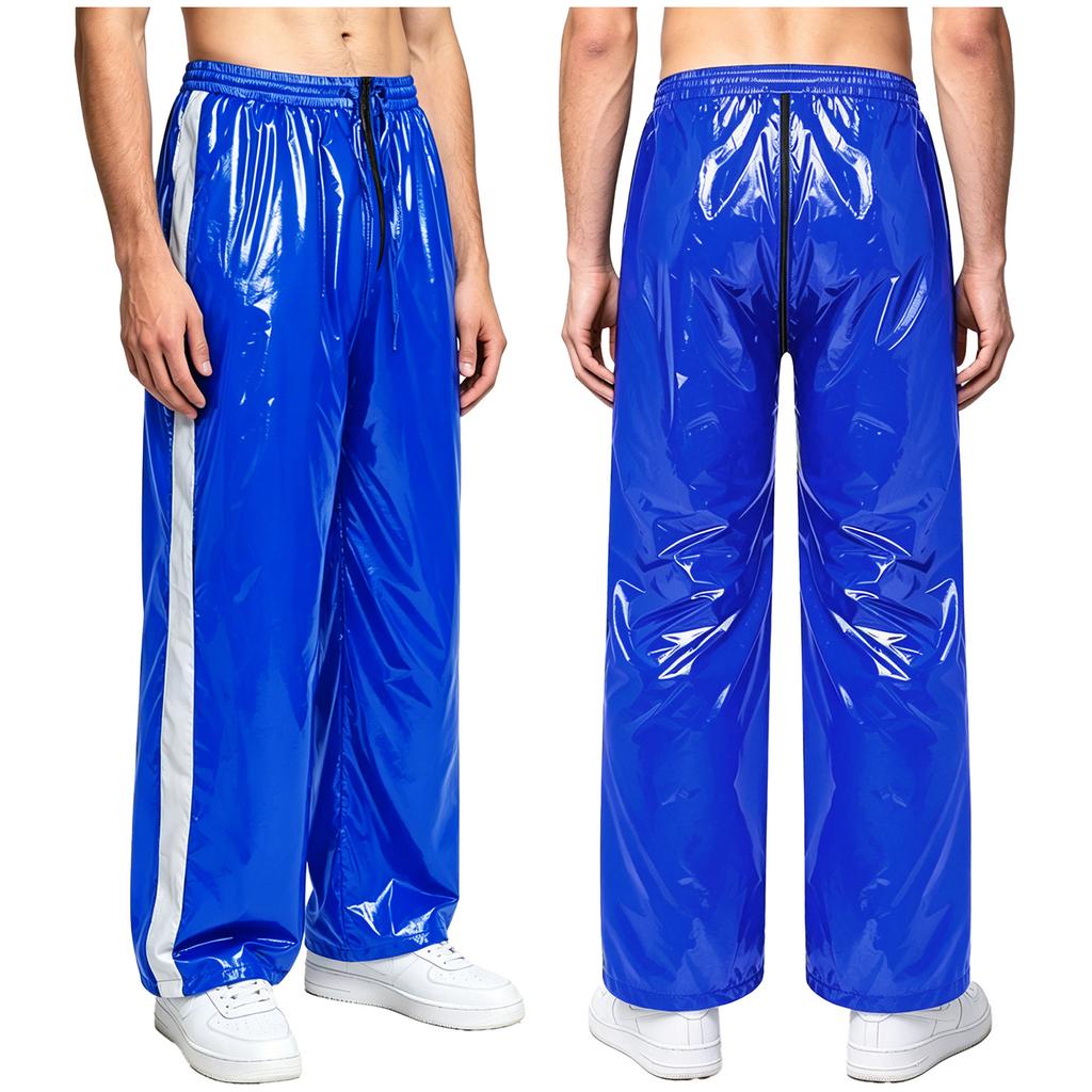 Men‘s Athletic Waterproof Pants S-3XL with Zipper Fly and Reflective Stripes Elastic Waist Straight Leg for Outdoor Sports