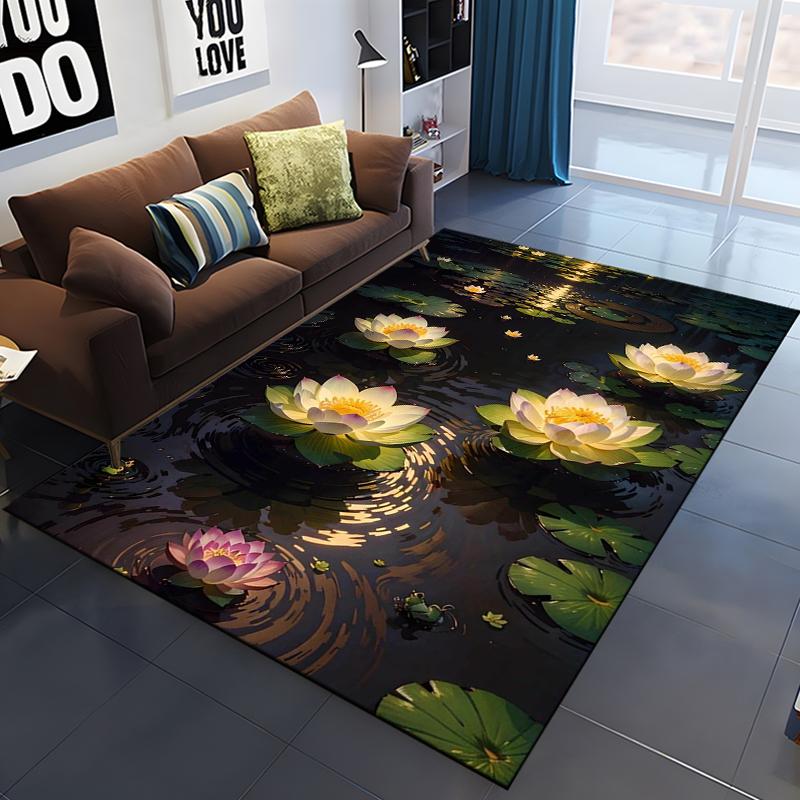 

Килим із квітами лотоса для вітальні Прикраса дому Диван Столик Килимки для ванної кімнати Нековзні килимки для спальні Килим біля ліжка 40x60cm