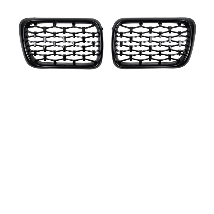 

Silver Diamonds Style Upper Racing Grilles For for BMW E36 3 Series 1996-1999 Diamond Kidney Grill Replacement Front Bumper Diamond-Glossy Black